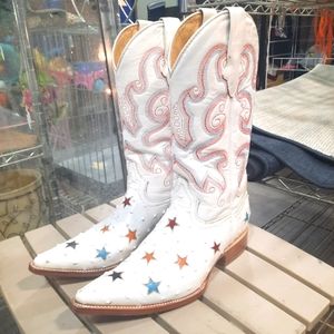 Texas Style White Leather Boots